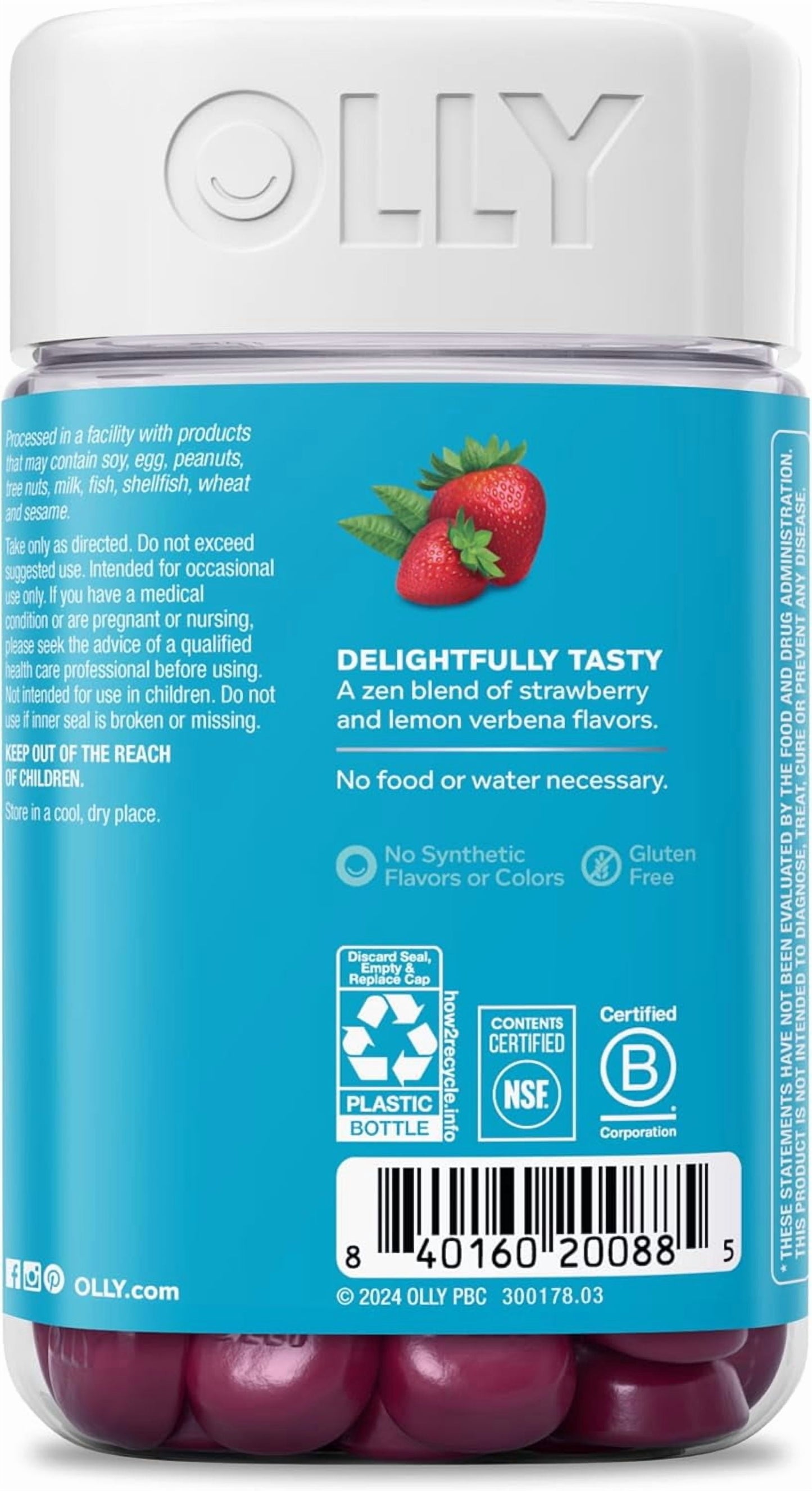 Goodbye Stress Gummy, GABA, L-Theanine, Lemon Balm, Chamomile, Berry, 60 Ct