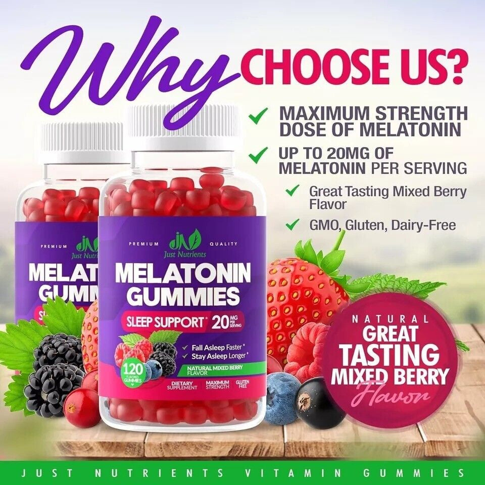 Melatonin 20Mg Gummies for Adults (120 Count) - Maximum Strength Sleep Gummies