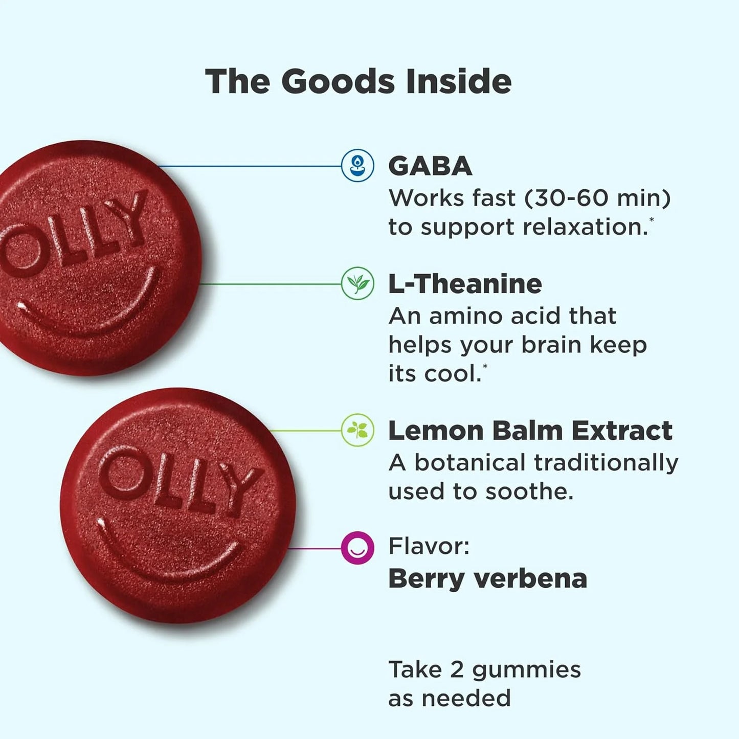 Goodbye Stress Gummy, GABA, L-Theanine, Lemon Balm, Chamomile, Berry, 60 Ct