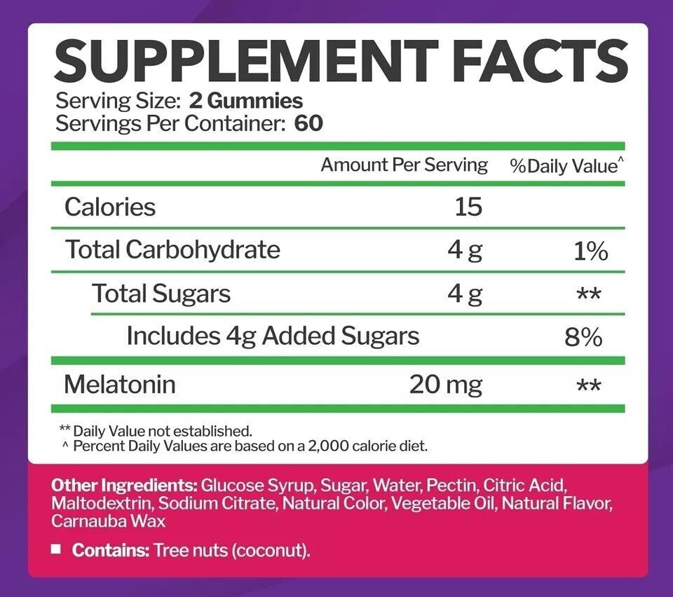 Melatonin 20Mg Gummies for Adults (120 Count) - Maximum Strength Sleep Gummies