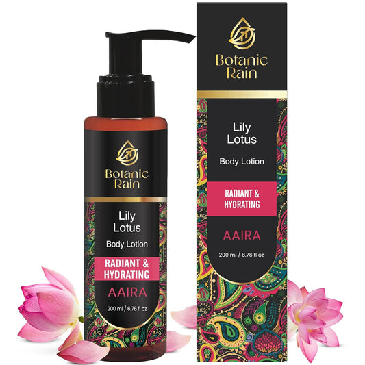 Organic Body Lotion with Lily & Lotus - Body Lotion for Crepey Skin, Body Lotion for Women, Natural, Vegan and Ayurveda Products - 6.76 Fl Oz