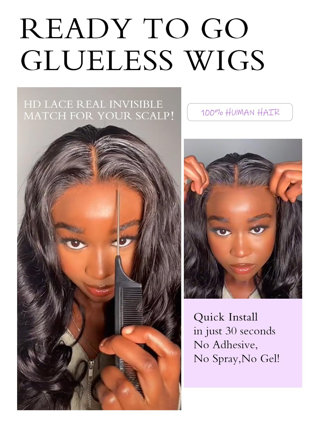 Glueless Wigs Human Hair Pre Plucked Pre Cut 220% Density 30 Inch 5X5 HD Lace Closure Wigs Human Hair Body Wave Lace Front Wigs for Beginners Ready to Go Wig Natural Color