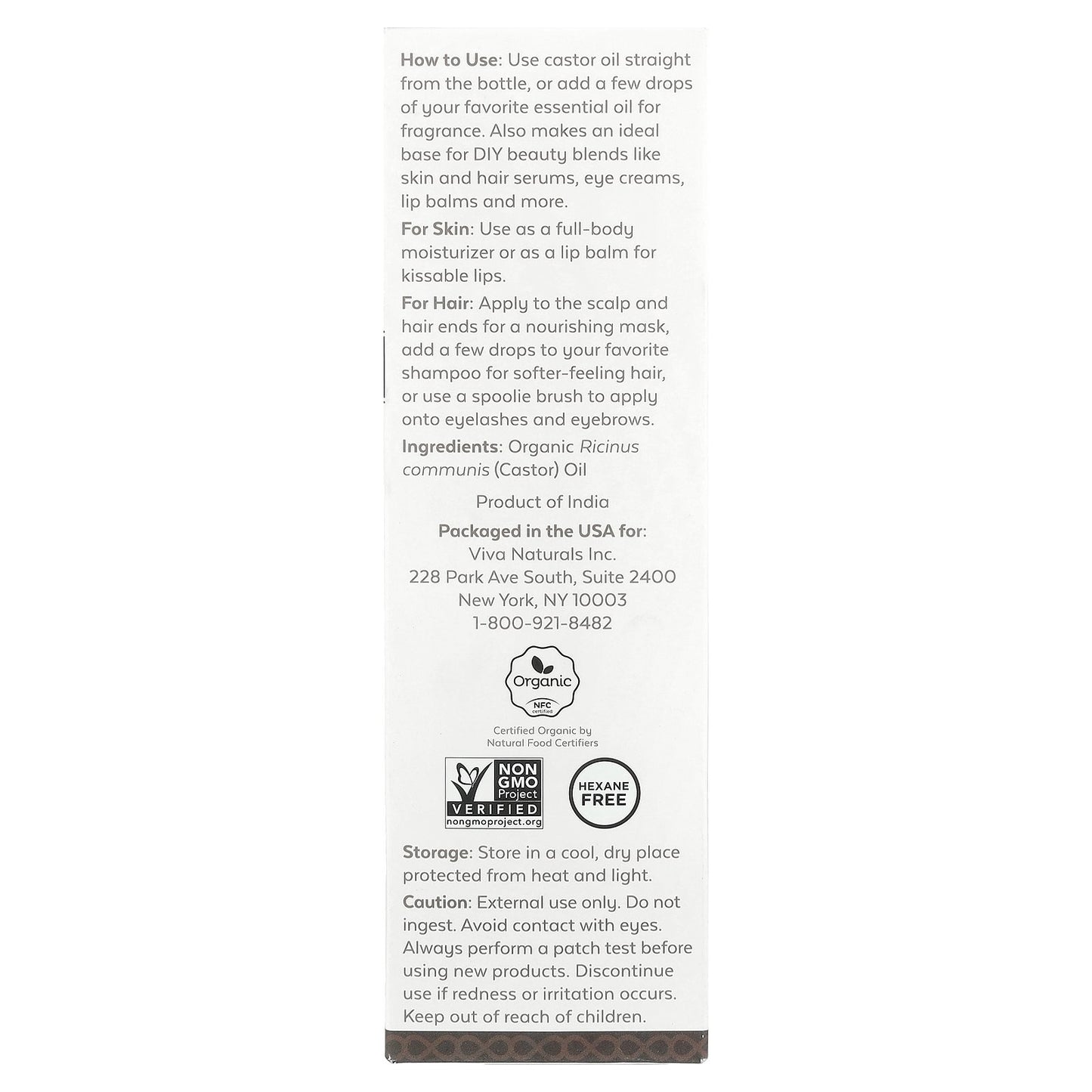 Organic Castor Oil, 16 Fl Oz (473 Ml)