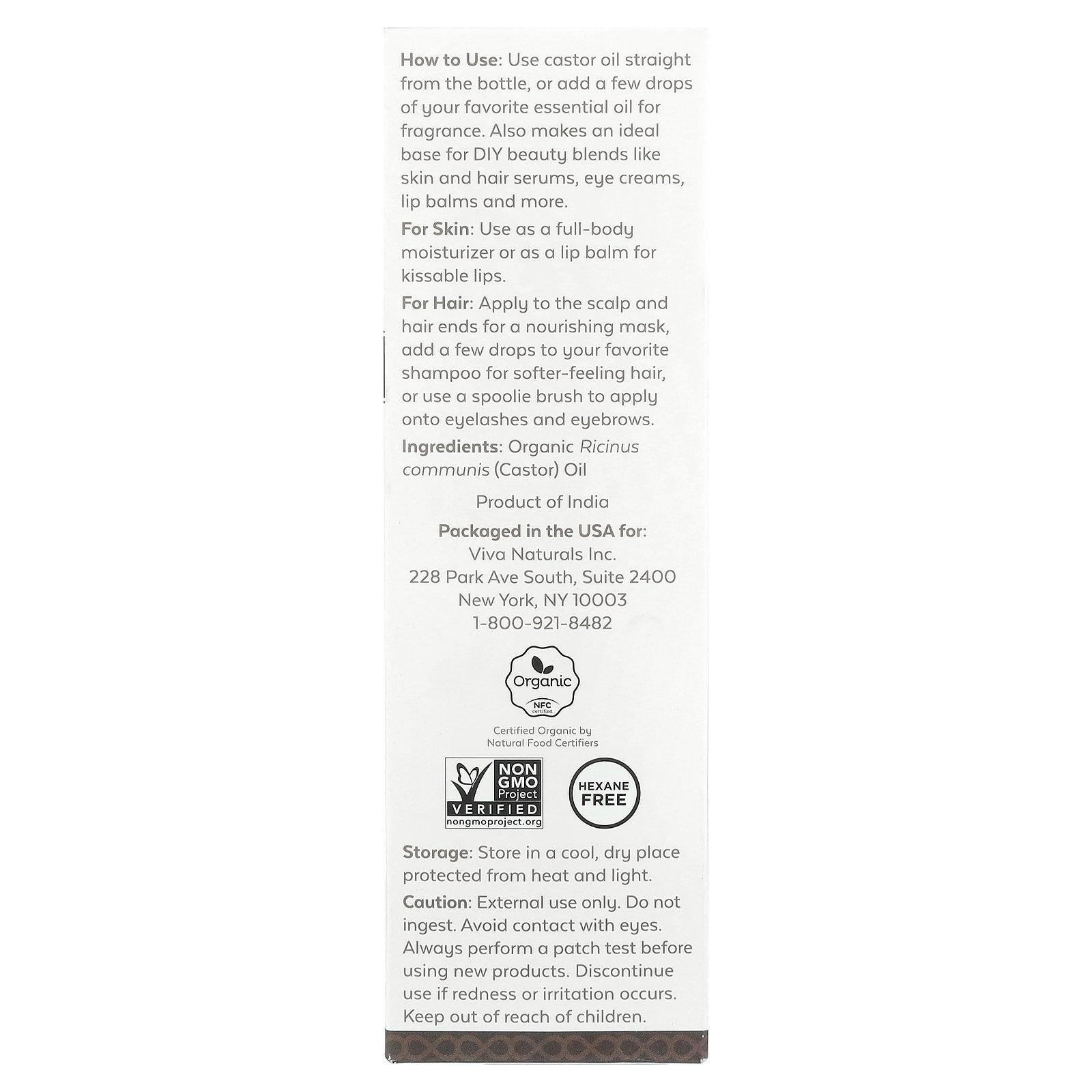 Organic Castor Oil, 16 Fl Oz (473 Ml)