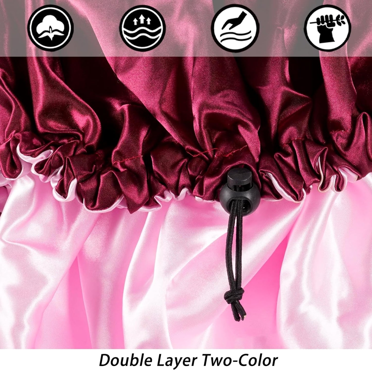 Satin Silk Bonnet for Curly Hair Bonnet Braid Bonnet for Sleeping Bonnets for Women Large Double-Layer Adjustable Wine Red