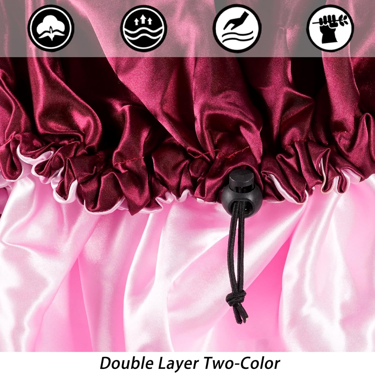 Satin Silk Bonnet for Curly Hair Bonnet Braid Bonnet for Sleeping Bonnets for Women Large Double-Layer Adjustable Wine Red