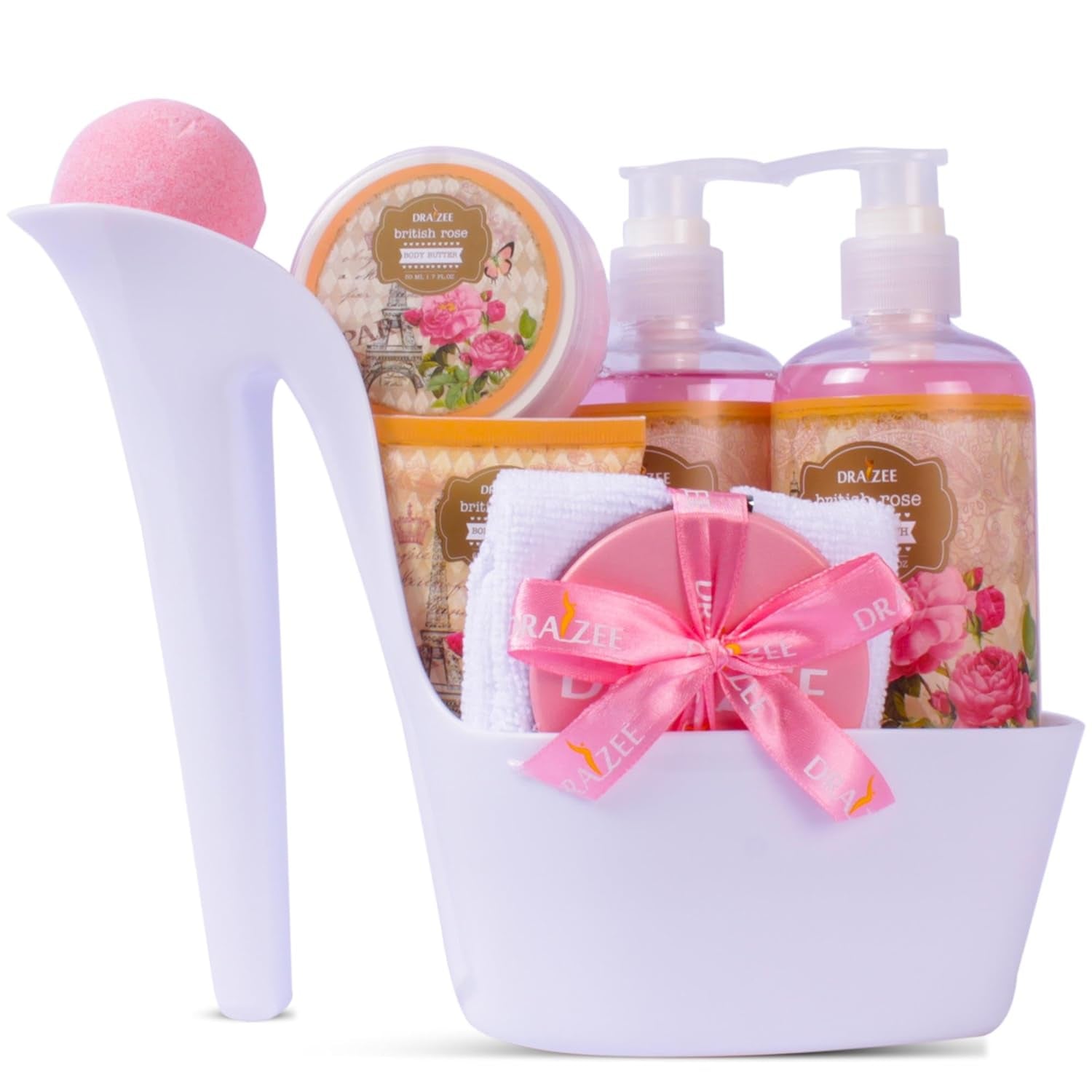 Luxury Spa Gifts for Women – 8 Pc Rose Scented Bath and Body Set with Bubble Bath, Lotion & More – Luxury Self Care Kit for Wife, Mom, Best Friend, Girlfriend, Anniversary Gift by