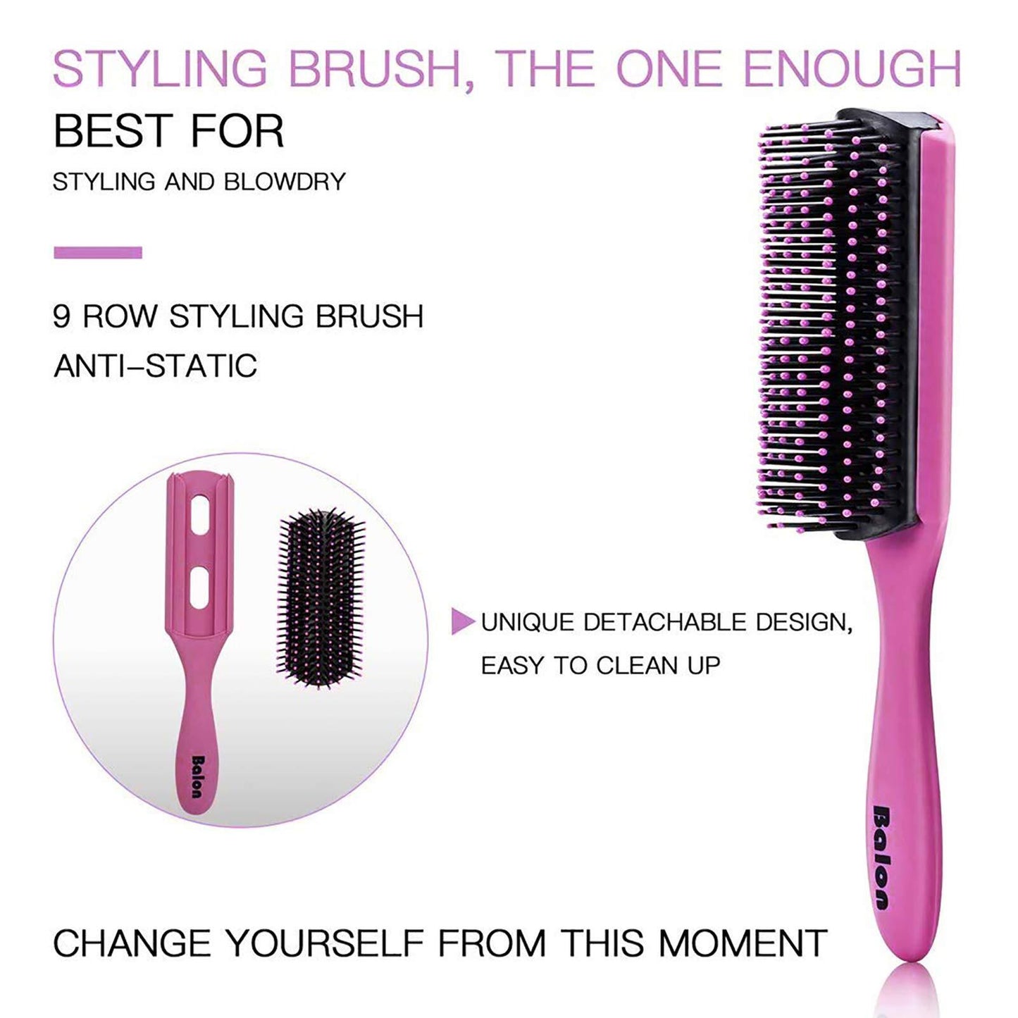 4Pcs Paddle Hair Brush, Detangling Brush and Hair Comb Set for Men and Women