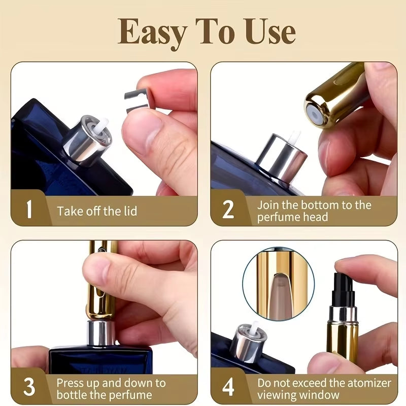 6 Portable Spray Bottles Travel Size 5Ml Self-Priming Bottom Fill Perfume Bottle Set