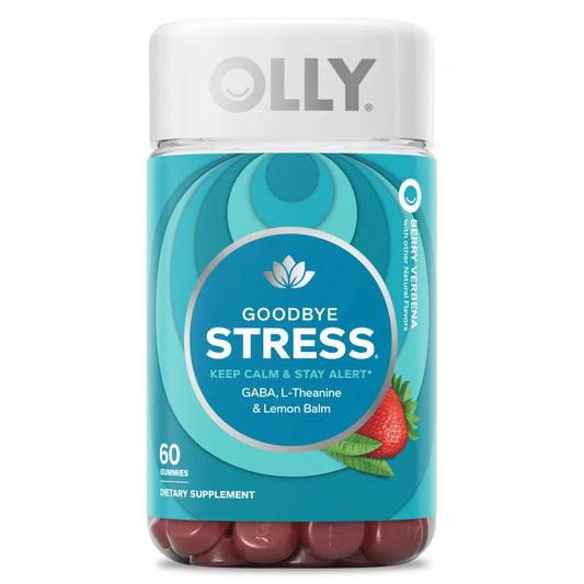 Goodbye Stress Gummy, GABA, L-Theanine, Lemon Balm, Chamomile, Berry, 60 Ct