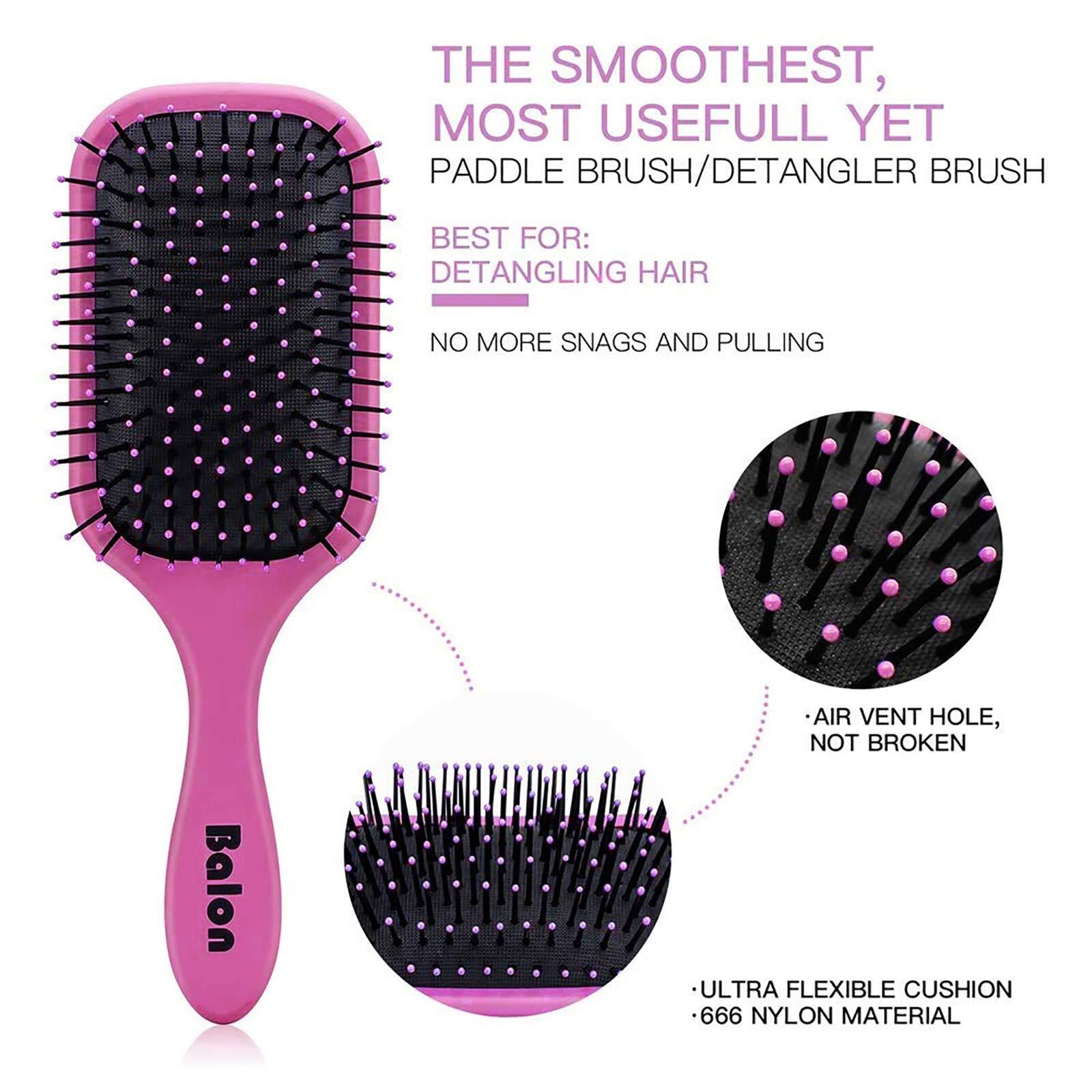 4Pcs Paddle Hair Brush, Detangling Brush and Hair Comb Set for Men and Women