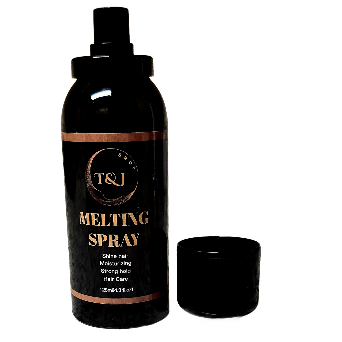 T&J Shop Melting Spray – 128ml (4.3 fl.oz) | Strong Hold, Shine & Moisture for Wigs & Edges